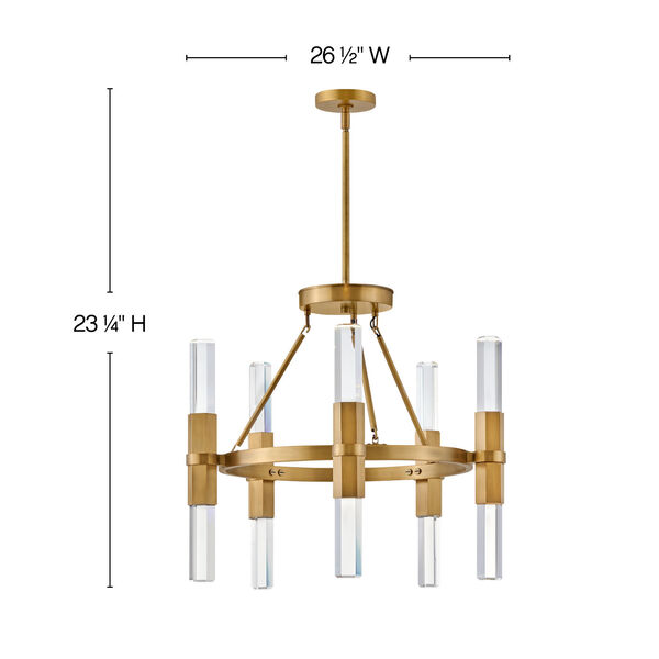 Cecily Heritage Brass Six-Light LED Chandelier with Clear Crystal Glass, image 2