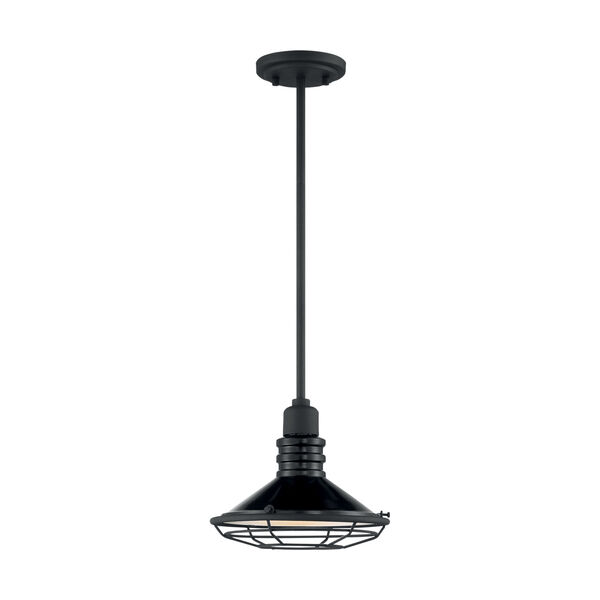 Blue Harbor Gloss Black and Silver 10-Inch One-Light Pendant, image 3