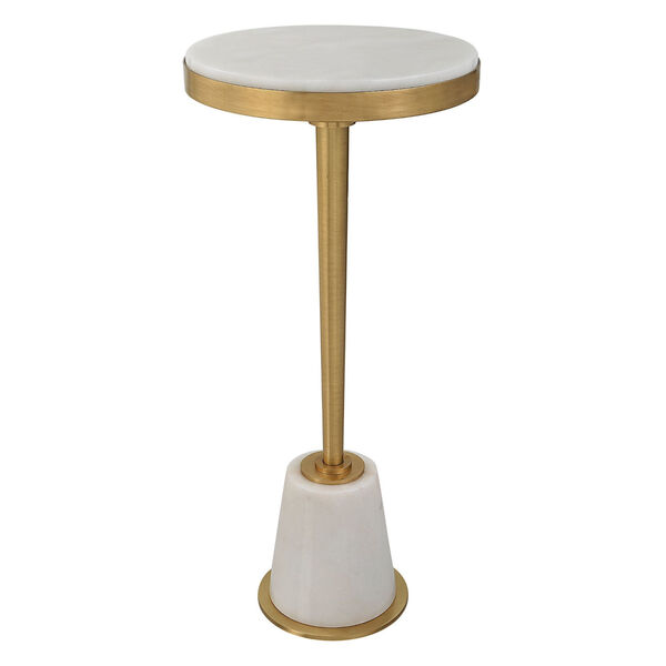 Edifice White and Brushed Brass Marble Drink Table, image 1