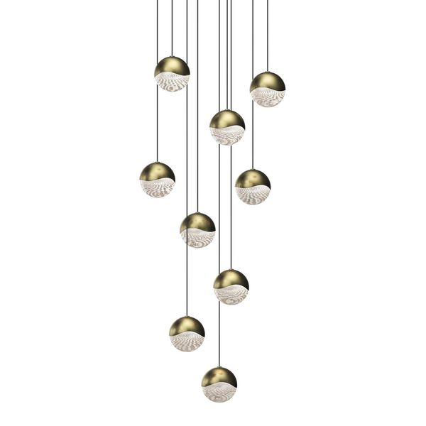Grapes Brass Nine-Light LED Pendant, image 1