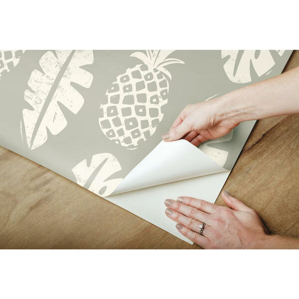 Pineapple Grey White Peel and Stick Wallpaper, image 4