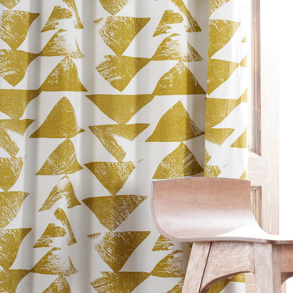Triad Gold Printed Cotton Blackout Single Panel Curtain, image 6
