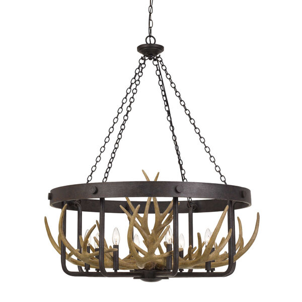Angelo Natural and Black Eight-Light Chandelier, image 1