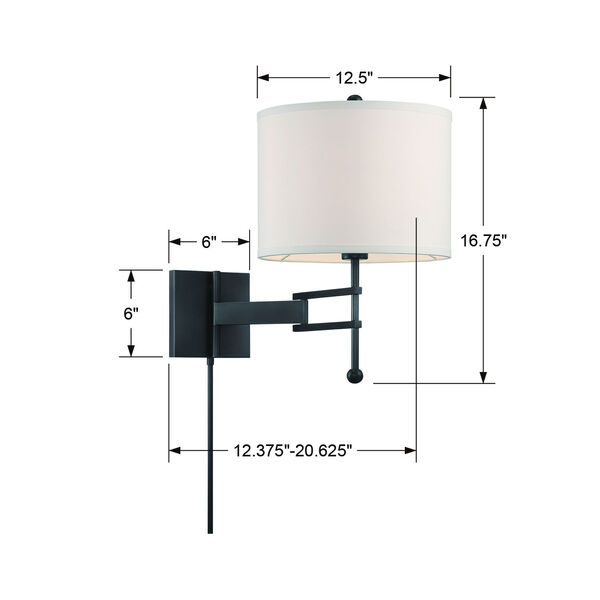 Marshall Matte Black 13-Inch One-Light Wall Sconce, image 6