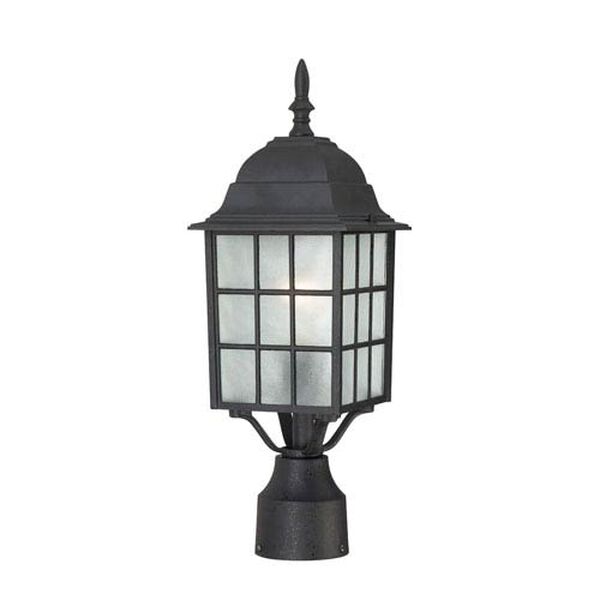 Adams Textured Black Finish One Light Outdoor Post Mount with Frosted Glass, image 1