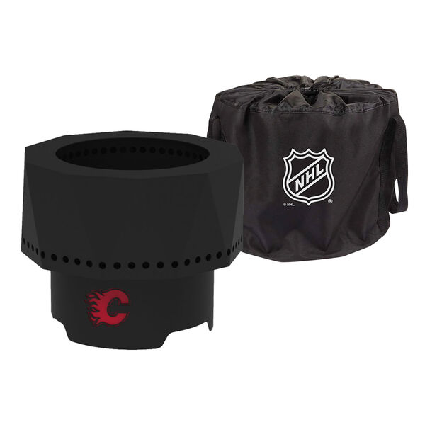 NHL Calgary Flames Ridge Portable Steel Smokeless Fire Pit with Carrying Bag, image 1