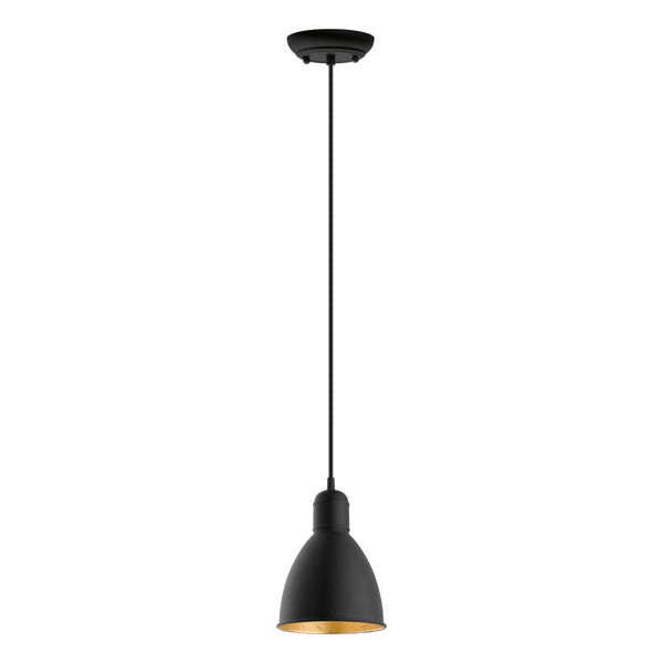 Priddy 2 Black and Gold Six-Inch One-Light Mini Pendant, image 1