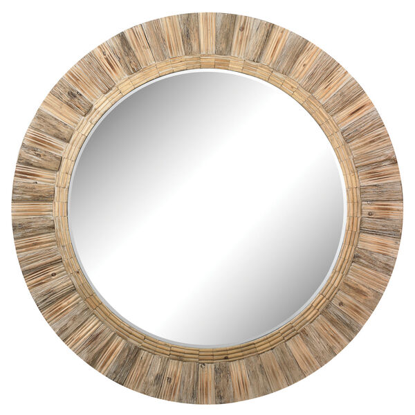 Natural Drift Wood 64-Inch Round Mirror, image 2
