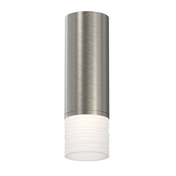 ALC Satin Nickel One-Light LED Flush Mount with Etched Ribbon Glass Trim, image 1