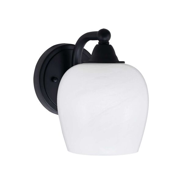 Paramount Matte Black One-Light Wall Sconce with Six-Inch White Marble Glass, image 1