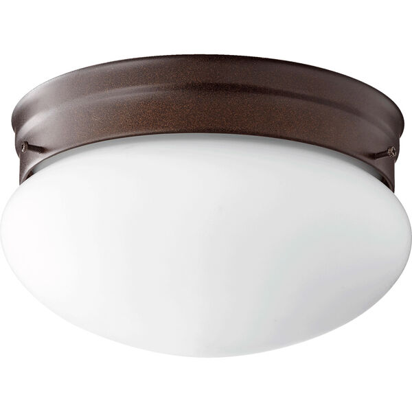 Oiled Bronze with Satin Opal Two-Light 10-Inch Flush Mount, image 1