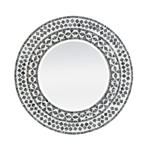 Black and White Capiz Mirror with Beveled Glass, image 1