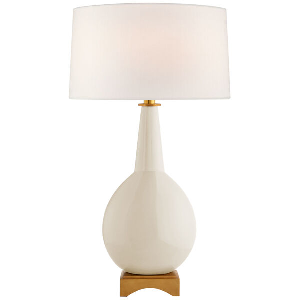 Antoine Large Table Lamp in Ivory with Linen Shade by Julie Neill, image 1