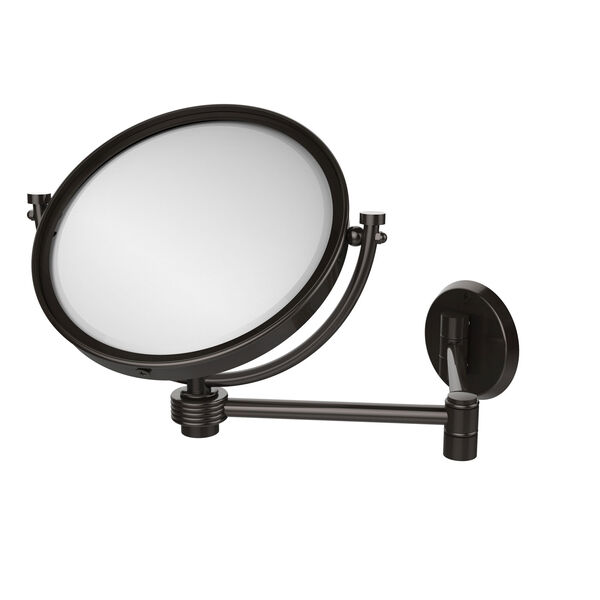 8 Inch Wall Mounted Extending Make-Up Mirror 2X Magnification with Groovy Accent, Oil Rubbed Bronze, image 1
