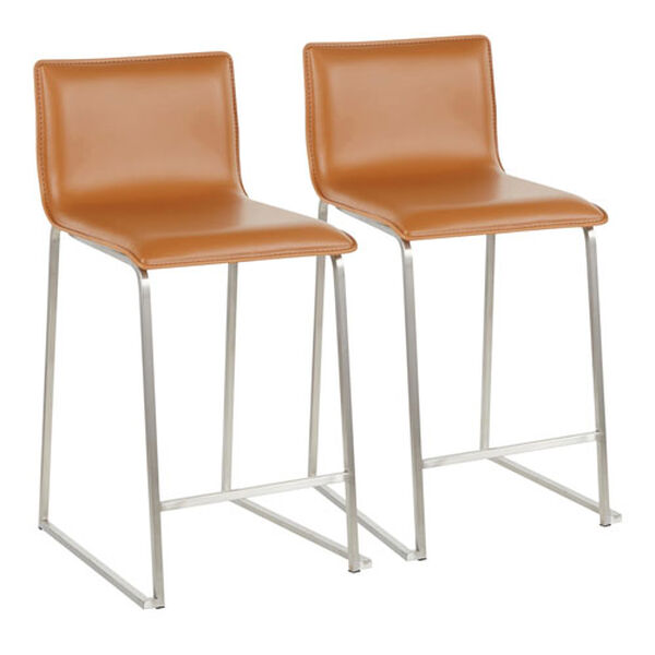 Mara Stainless Steel and Camel Counter Stool, Set of 2, image 2