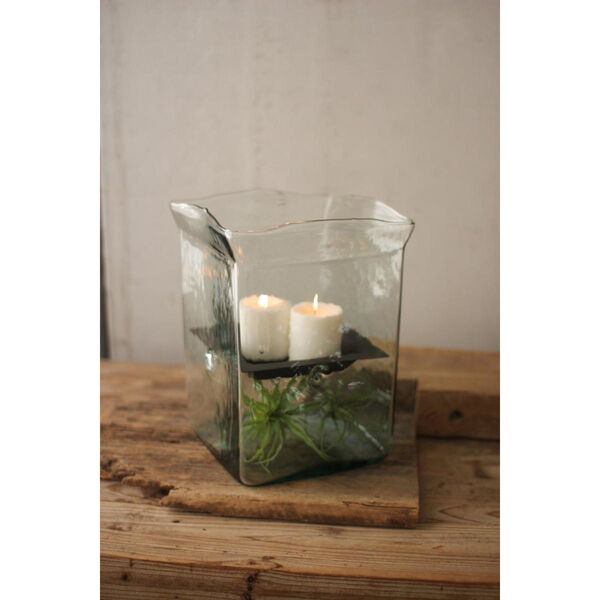 Green Square Hurricane Candle Holder, image 1