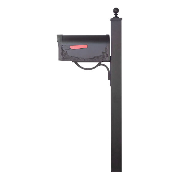 Floral Curbside Mailbox with Locking Insert and Springfield Mailbox Post in Black, image 4