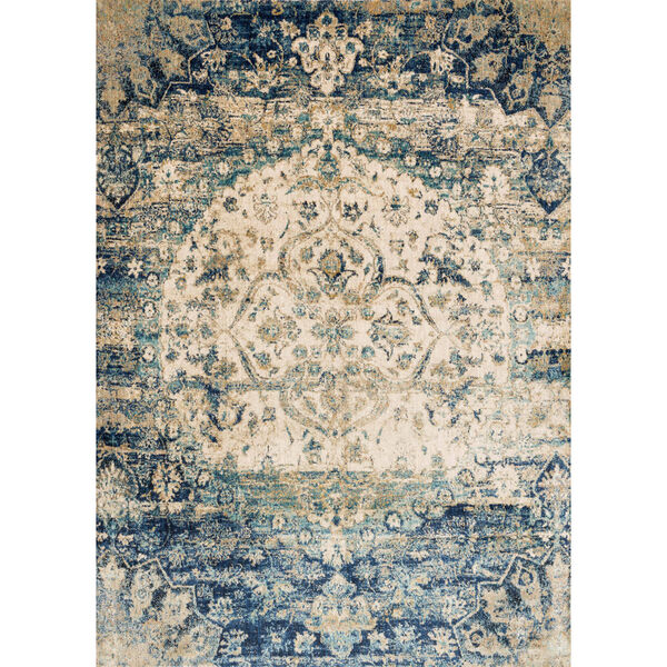 Anastasia Blue and Ivory Runner: 2 Ft 7 In x 12 Ft Rug, image 1