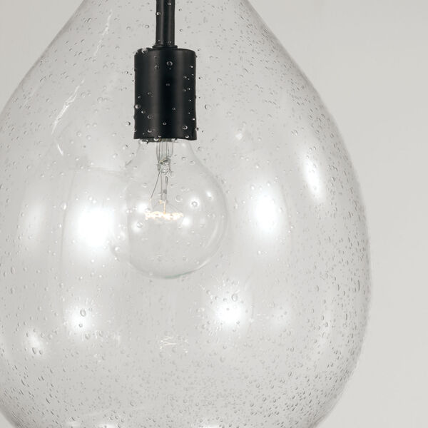 Brentwood Matte Black One-Light Pendant with Clear Seeded Glass, image 2