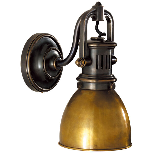 Yoke Suspended Sconce in Bronze with Hand-Rubbed Antique Brass Shade by Chapman and Myers, image 1