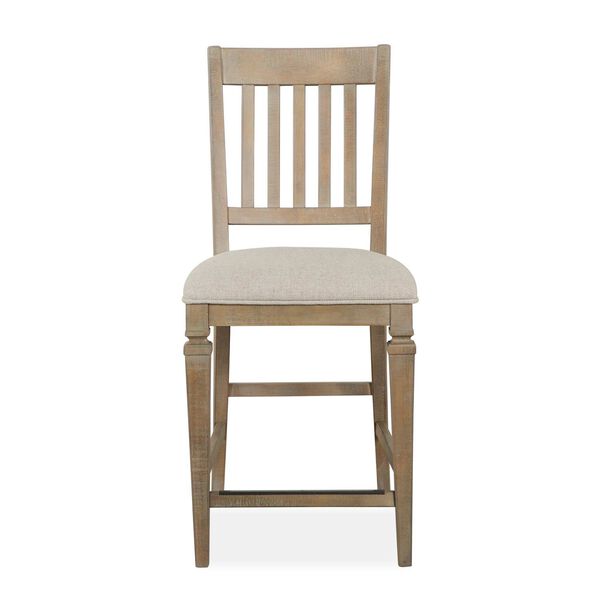 Lancaster Weathered Bronze Wood Counter Dining Chair with Upholstered Seat, image 1