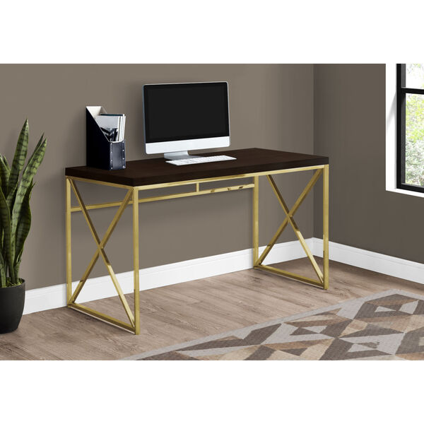 Cappucino and Gold 24-Inch Computer Desk, image 1