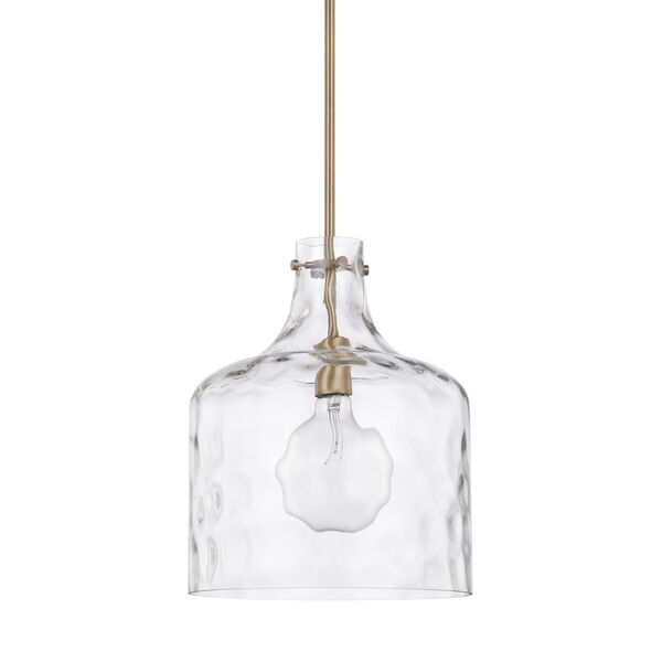 HomePlace Aged Brass 12-Inch One-Light Pendant, image 1