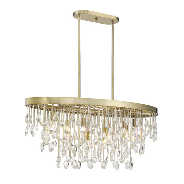 Livorno Noble Brass Eight-Light Linear Chandelier, image 4