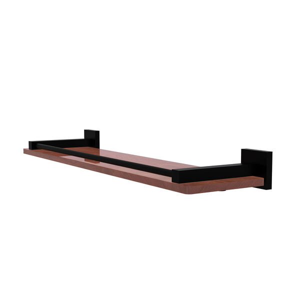 Montero Matte Black 22-Inch Solid IPE Ironwood Shelf with Gallery Rail, image 1