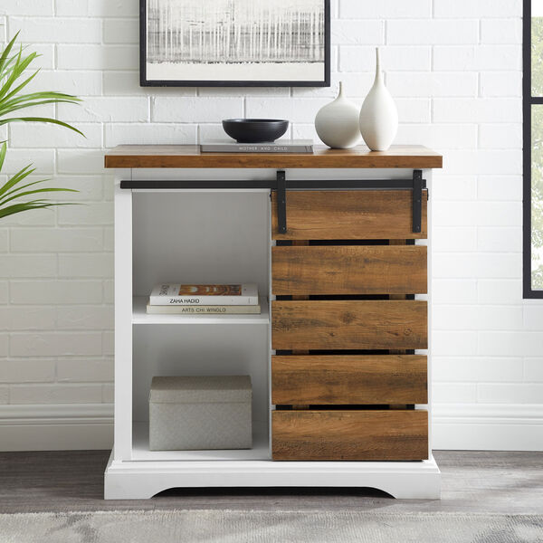 Solid White and Rustic Oak TV Stand, image 6