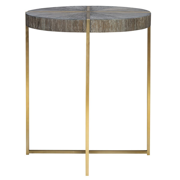 Taja Brushed Brass Round Accent Table, image 1