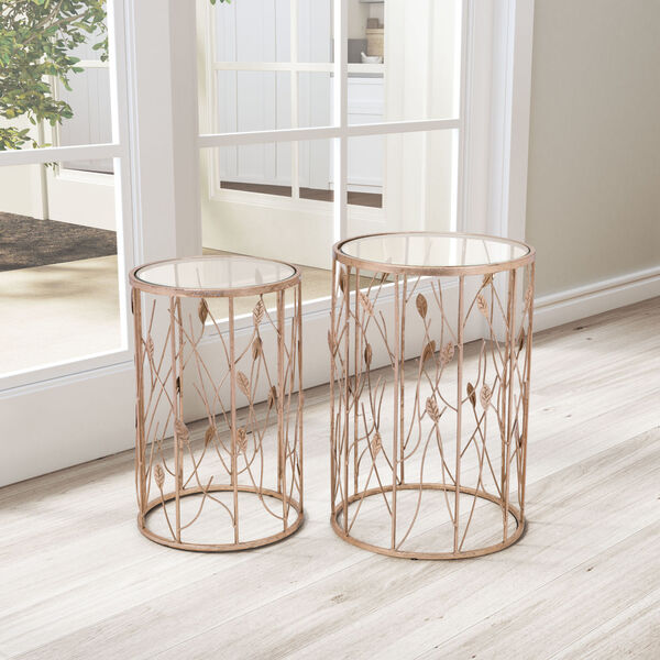 Sage Clear and Gold Side Table, Set of Two, image 2