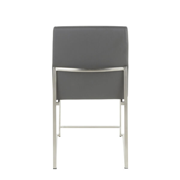 Fuji Brushed Stainless Steel and Grey High Back Dining Chair, Set of 2, image 5