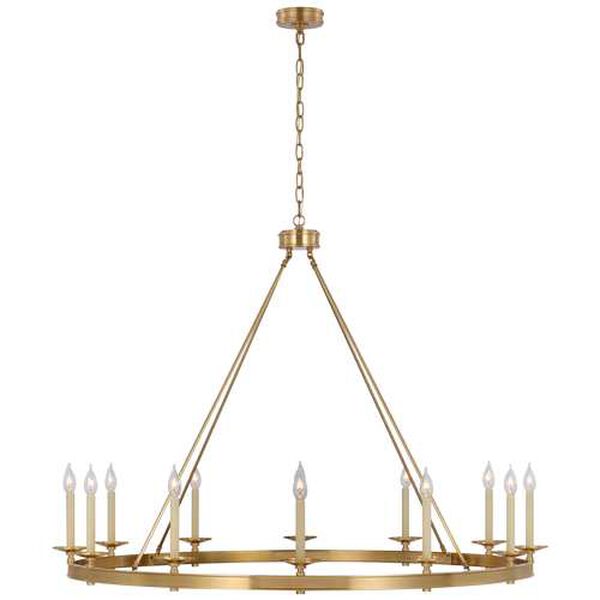 Launceton Burnished Brass 12-Light Grande Ring Chandelier by Chapman and Myers, image 1