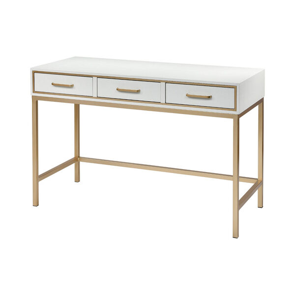 Sands Point Off-white and Gold Three-Drawer Console Table, image 1