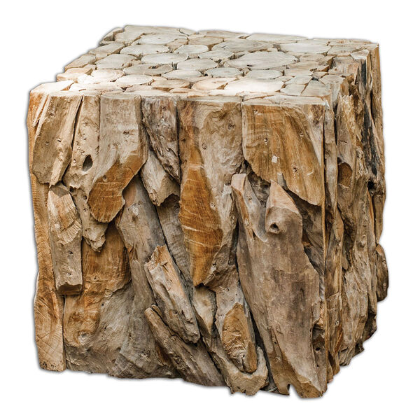 Root Teak Wood Bunching Cube Precise Sculpture, image 1