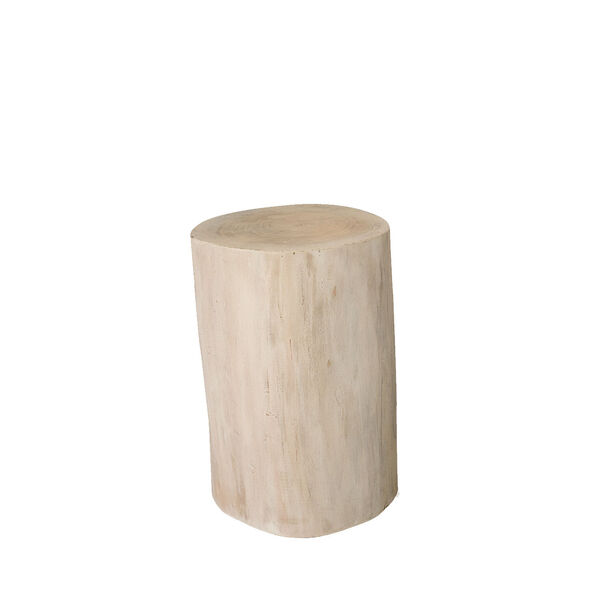 Whitewash and Natural Tree Stump 19-Inch Side Table, image 1