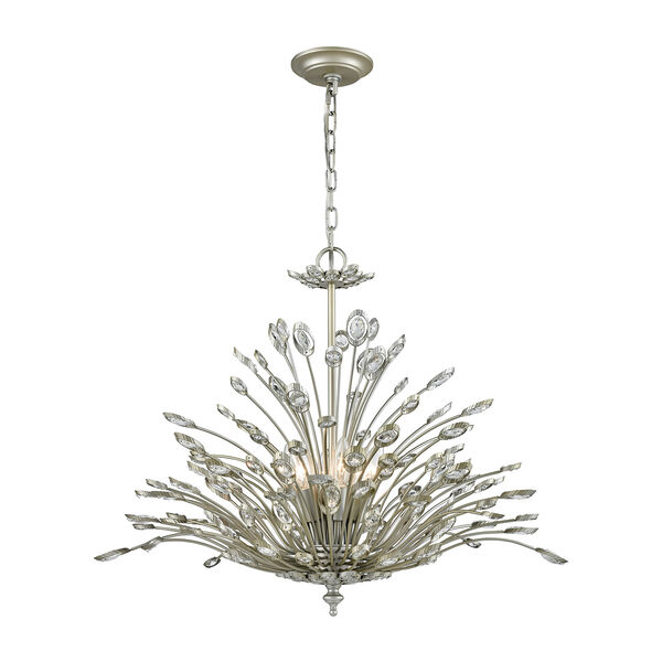 Mullica Aged Silver Six-Light Chandelier, image 1