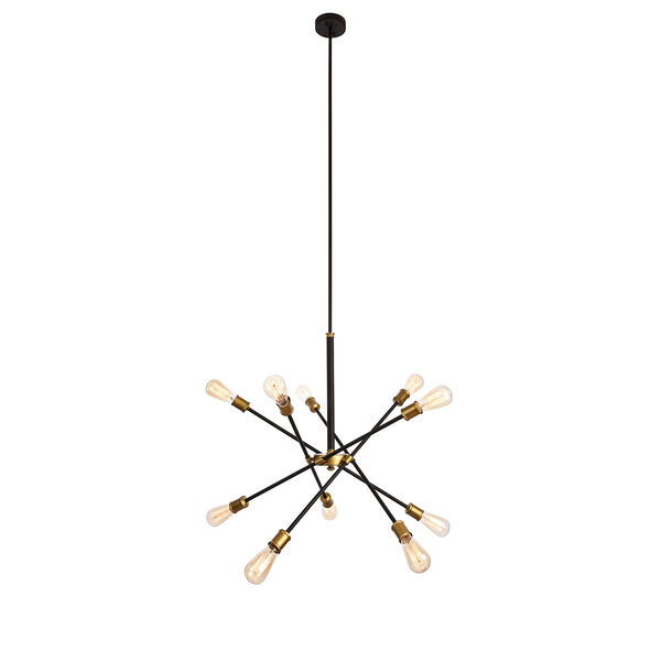 Axel Black and Brass 10-Light Chandelier, image 1