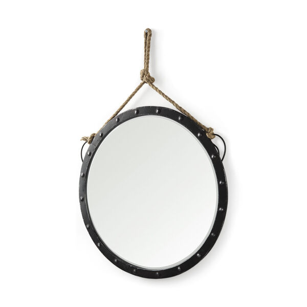Pendula Black Round Metal Frame Wall Mirror, image 1