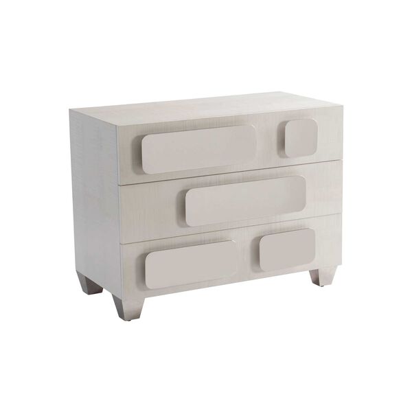 Padma White and Stainless Steel Nightstand, image 2