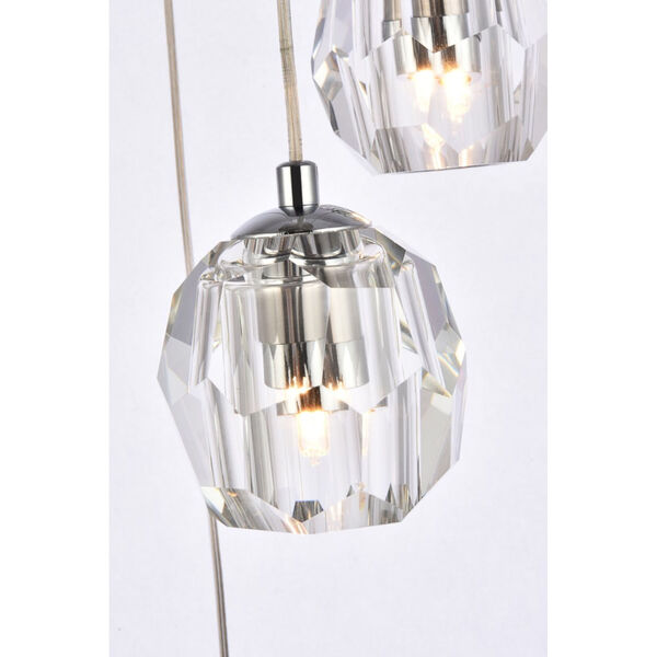 Eren Chrome 12-Inch Five-Light Pendant with Royal Cut Clear Crystal, image 4