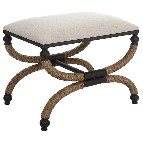 Icaria Natural and Oatmeal Upholstered Small Bench, image 1