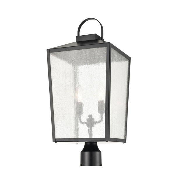 Devens Powder Coat Black Two-Light Outdoor Post Lantern With Clear Seeded, image 1