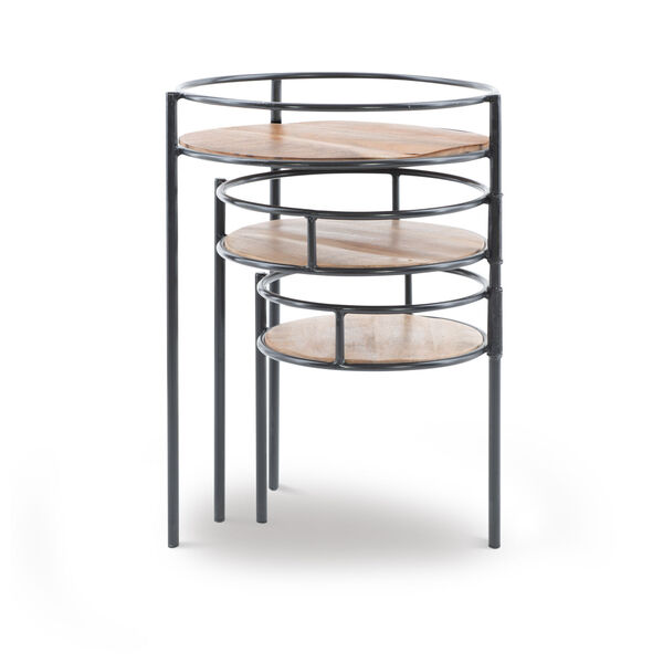 Harper Natural and Black Three Tiered Plant Stand Table, image 4