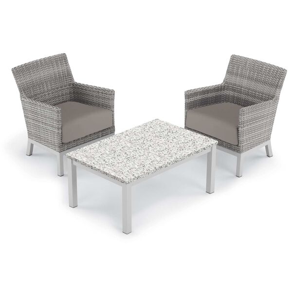 Argento and Travira Ash Stone Three-Piece Outdoor Club Chair and Coffee Table Set, image 1