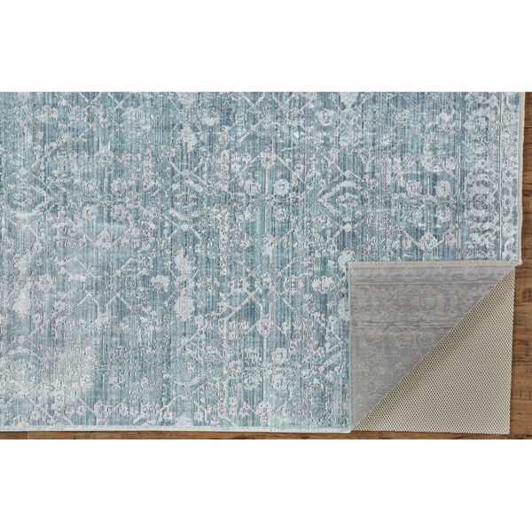 Cecily Luxury Distressed Ornamental Teal Gray Area Rug, image 4