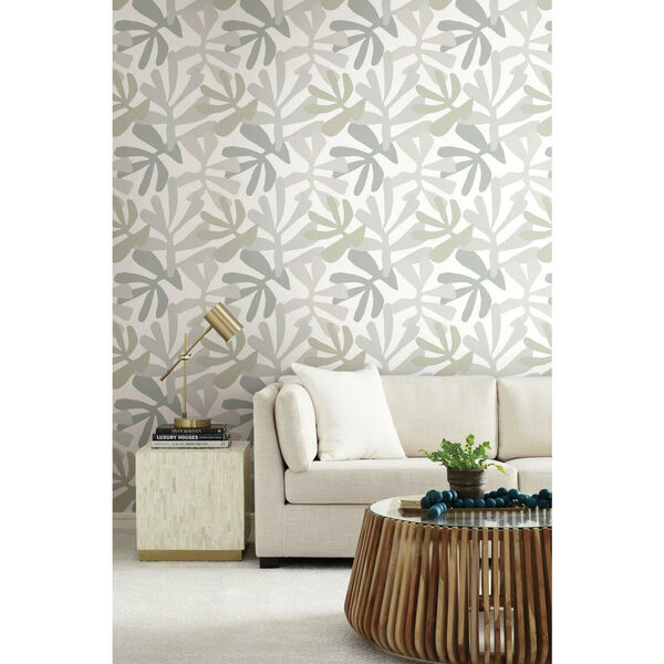 Risky Business III Gray Beige Kinetic Tropical Peel and Stick Wallpaper, image 1