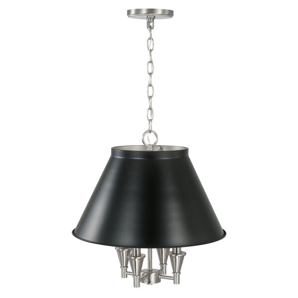 Benson Black and Brushed Nickel Four-Light Pendant with Metal Shade, image 3