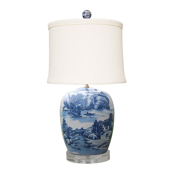 Porcelain Ware Blue and White 27-Inch One-Light Table Lamp, image 1
